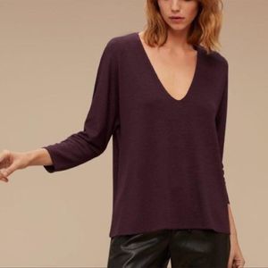 Wilfred Free Burgundy Aneta V Neck 3/4 Sleeve Top - Size XXS